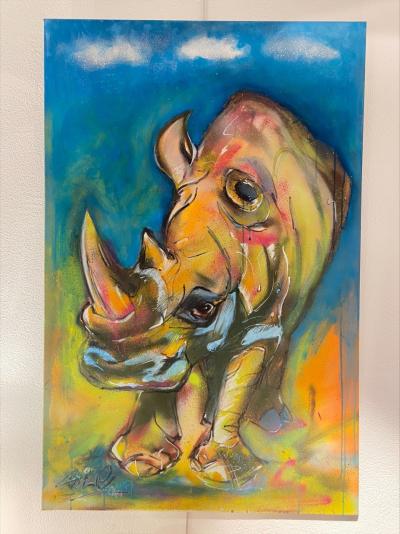 Dr. Slice Rhinoceros street Style Technique mixte Spray sur toile et Aérographe 2