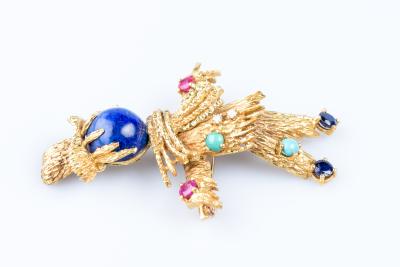 Broche épouvantail des années 1920 en or jaune 18 carats 2