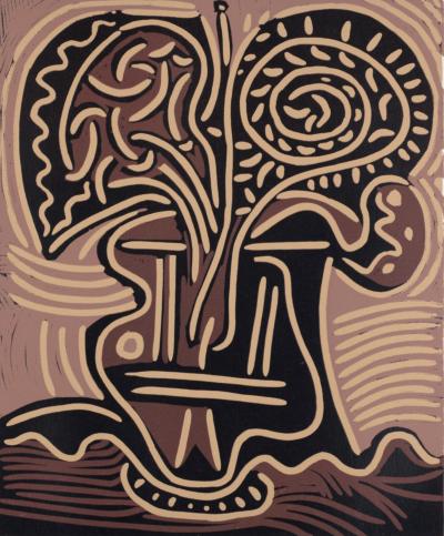 Pablo PICASSO (after) - Le Vase de fleurs, 1962 - Linocut print 2