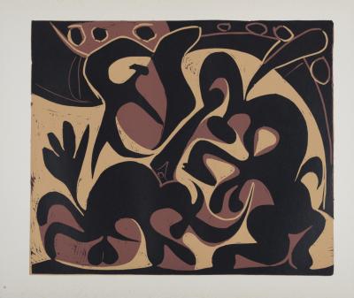 Pablo PICASSO (after) - Pique (noir et beige), 1962 - Linocut print 2