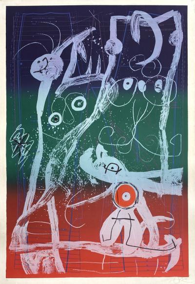 Joan Miro - Le délire du couturier, 1969 - Tall original lithograph hand signed & numbered in pencil