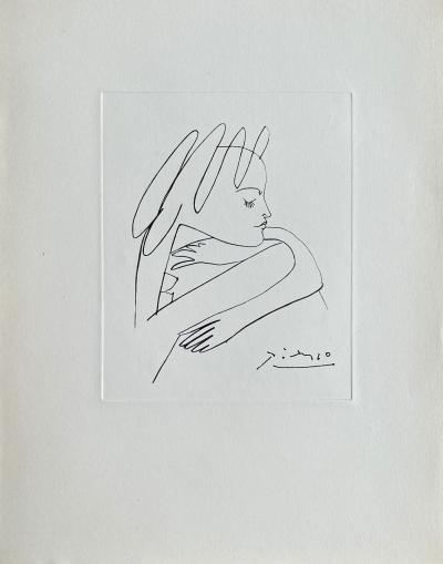 Pablo PICASSO - Femme de profil, 1954 - Gravure signée dans la planche