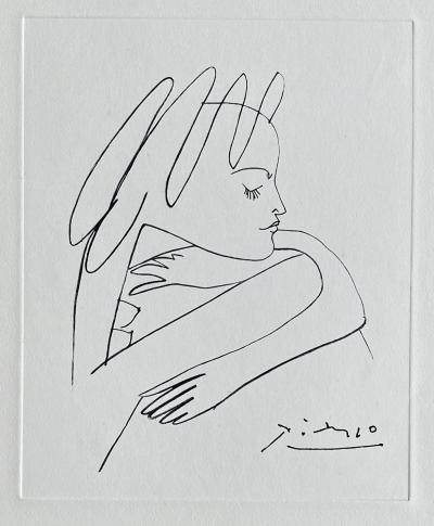 Pablo PICASSO - Femme de profil, 1954 - Gravure signée dans la planche 2