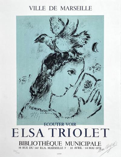 Marc Chagall - Elsa Triolet, Femme à l’oiseau - Lithographie originale signée au crayon et numérotée 2