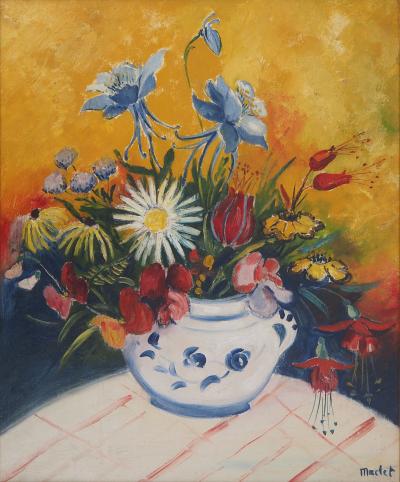 Elisée Maclet - Bouquet dans un pot en céramique, c. 1929 - Huile sur toile Signée 2