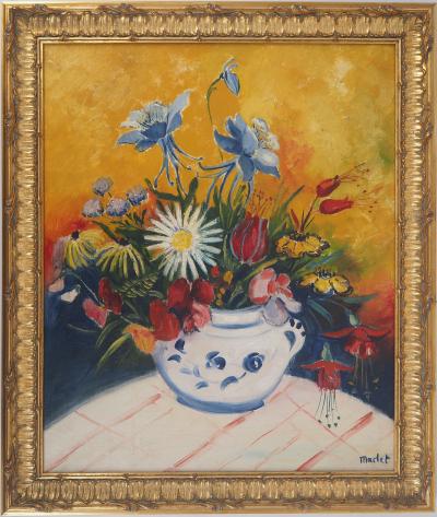Elisée Maclet - Bouquet dans un pot en céramique, c. 1929 - Huile sur toile Signée 2