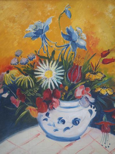 Elisée Maclet - Bouquet dans un pot en céramique, c. 1929 - Huile sur toile Signée 2