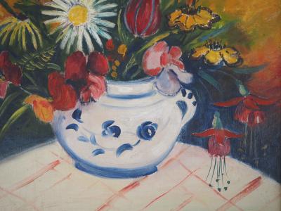 Elisée Maclet - Bouquet dans un pot en céramique, c. 1929 - Huile sur toile Signée 2