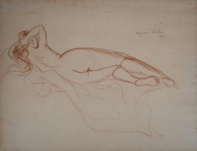 Suzanne Valadon - Nu allongé de dos - Dessin original au pastel signé