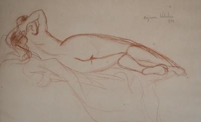 Suzanne Valadon - Nu allongé de dos - Dessin original au pastel signé 2