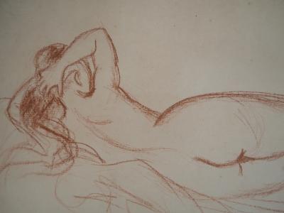 Suzanne Valadon - Nu allongé de dos - Dessin original au pastel signé 2