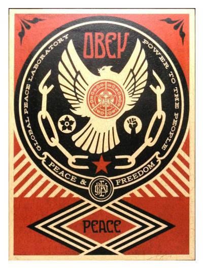 Shepard Fairey - Paloma de la paz y la libertad, 2014 - Serigrafía sobre panel de madera