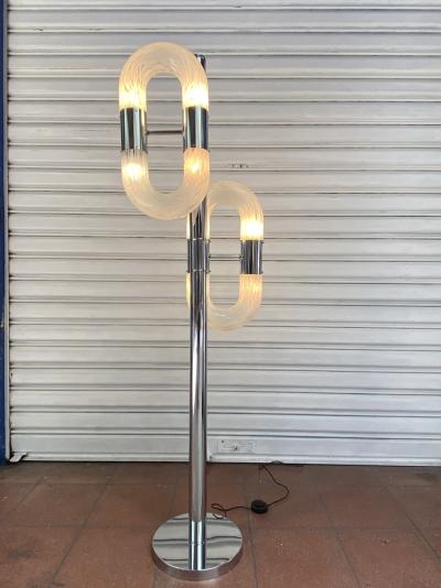 Aldo Nason  - Lampadaire en verre de Murano et Inox, Edition Mazzega c. 1970 2