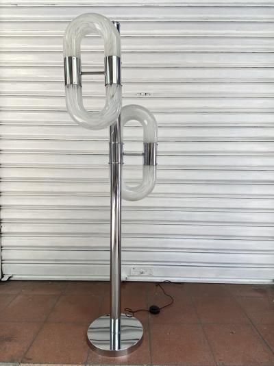 Aldo Nason  - Lampadaire en verre de Murano et Inox, Edition Mazzega c. 1970 2