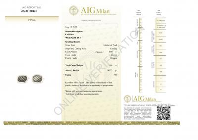 Boutons de manchette en or blanc 18 carats ornée de 2 nacres 2