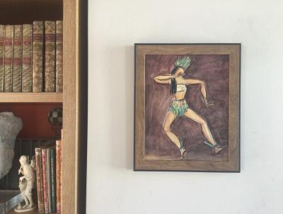 Jean TARGET - Danseuse de cabaret, vers 1950 - Aquarelle et fusain signé 2