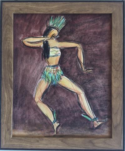 Jean TARGET - Danseuse de cabaret, vers 1950 - Aquarelle et fusain signé 2
