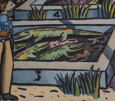 Jacques DE LOUSTAL - Gardien des crocodiles - Lithographie originale, signée 2