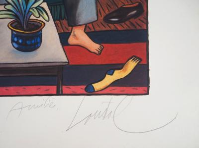 Jacques DE LOUSTAL - Couple au salon - Lithographie originale, signée 2