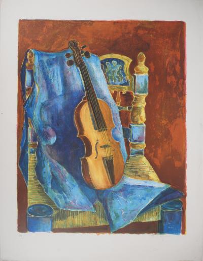 Tony AGOSTINI - Violon, le repos du Soliste - Lithographie originale signée 2