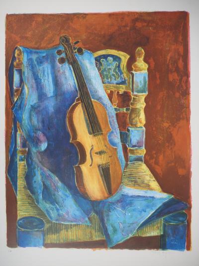 Tony AGOSTINI - Violon, le repos du Soliste - Lithographie originale signée 2