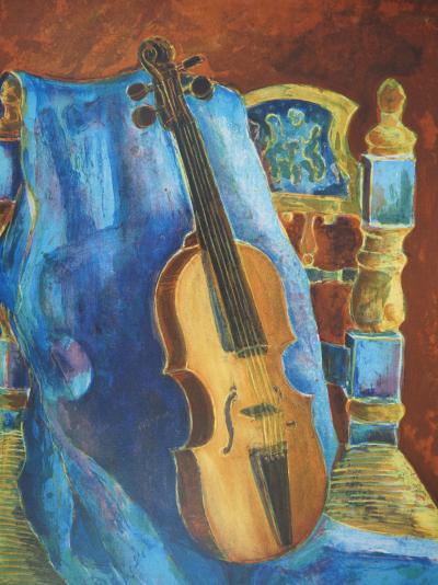 Tony AGOSTINI - Violon, le repos du Soliste - Lithographie originale signée 2