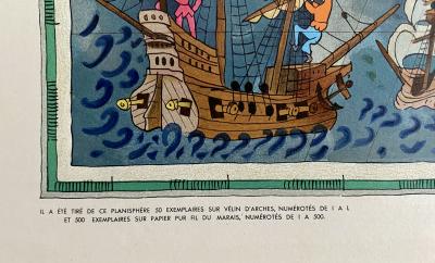 LUC MARIE BAYLE - PLANISPHÈRE TAI,  SIGNÉ DANS LA PLANCHE, 1950 - LITHOGRAPHIE 2