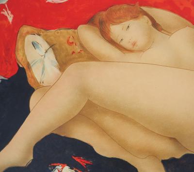 Alain BONNEFOIT : Nu sur son lit - Lithographie originale 2