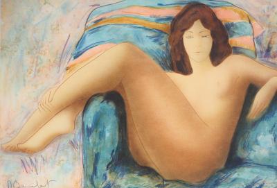 Alain BONNEFOIT : Modèle au fauteuil - Lithographie originale signée 2
