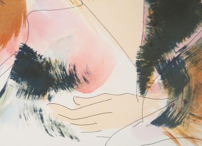 Alain BONNEFOIT : Modèle au parapluie - Lithographie originale signée 2