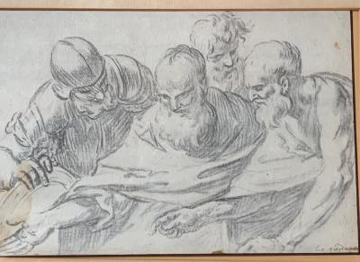 Luca GIORDANO (1634-1705) - Etude de quatre hommes barbus - Dessin original 2
