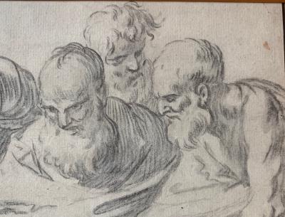 Luca GIORDANO (1634-1705) - Etude de quatre hommes barbus - Dessin original 2