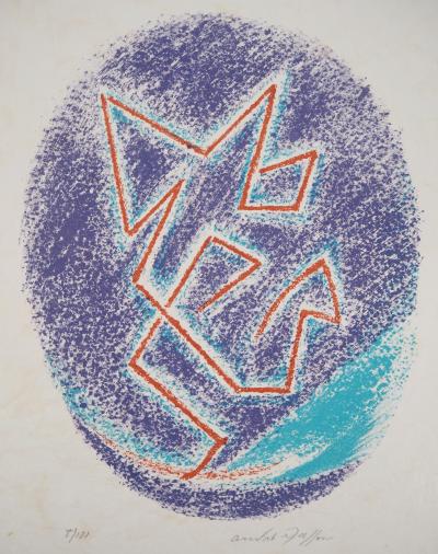 André MASSON : Composition en violet - Lithographie originale signée 2