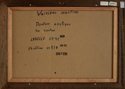 André LABELLE (1934) - Vaisseau martien, 1992 - Acrylique sur carton signée 2