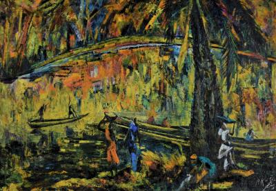Nkusu FELELO (1914-1995) - Huile sur toile marouflée sur panneau 2