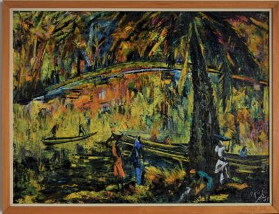 Nkusu FELELO (1914-1995) - Huile sur toile marouflée sur panneau 2
