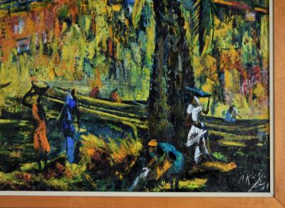 Nkusu FELELO (1914-1995) - Huile sur toile marouflée sur panneau 2