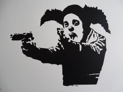 Banksy, after x Clown Skateboard - Clown with guns, 2022  - Sérigraphie 2