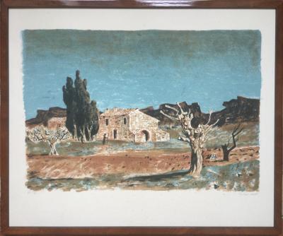 Roland OUDOT - Le mas aux Baux-de-Provence - Lithographie signée 2