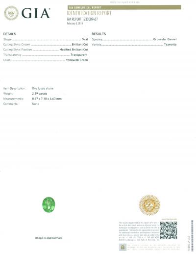 2,29 carats. Tsavorite (Grossularite - Grenat) 2