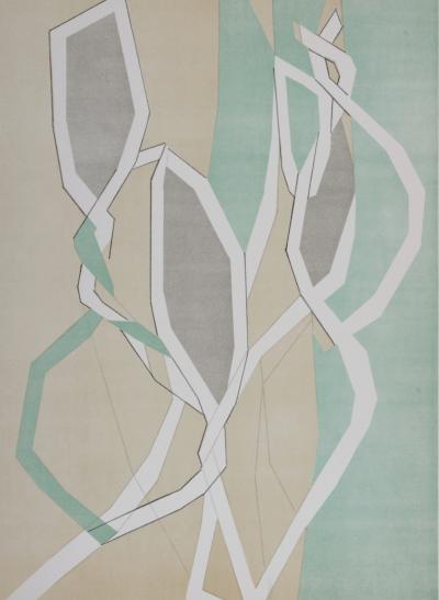 André BEAUDIN - Composition en vert, 1962 - Lithograph 2