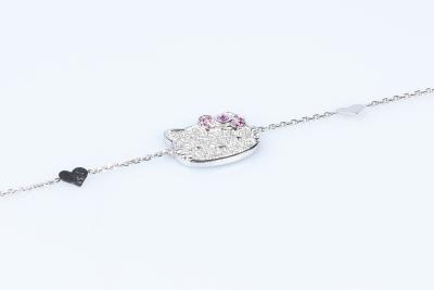 Bracelet Hello Kitty diamants rubis en or blanc 18 carats 2