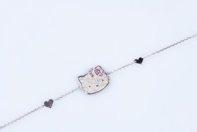 Bracelet Hello Kitty diamants rubis en or blanc 18 carats 2