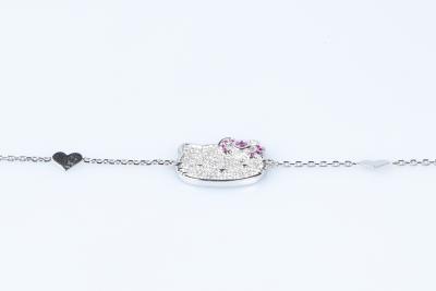 Bracelet Hello Kitty diamants rubis en or blanc 18 carats 2