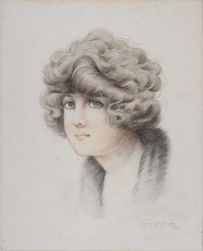 Maurice MILLIERE - Portrait d'élégante, c. Années 1920 - Lithographie 2