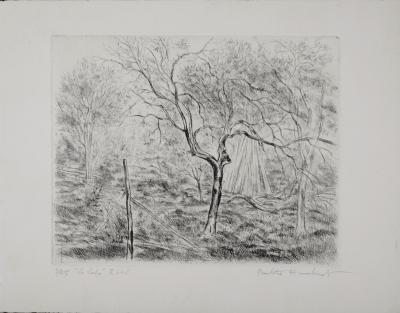 Paulette HUMBERT - Paysage, v. Gravure originale des années 1990 (signée à la main !) 2