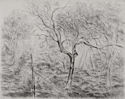 Paulette HUMBERT - Paysage, v. Gravure originale des années 1990 (signée à la main !) 2
