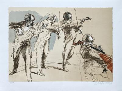 Claude Weisbuch - Les musiciens - Lithographie originale signée au crayon et numérotée 2