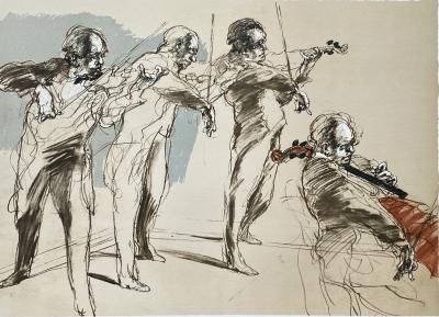 Claude Weisbuch - Les musiciens - Lithographie originale signée au crayon et numérotée 2