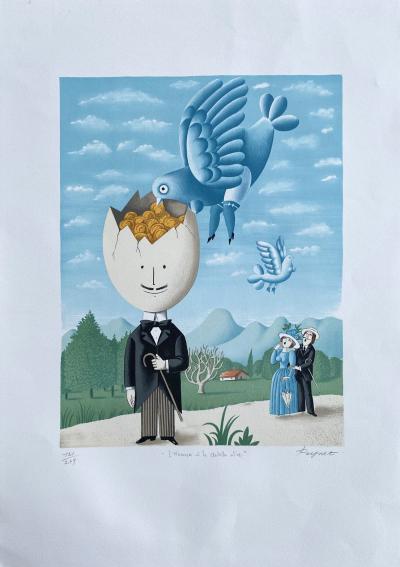 Raymond Peynet - L'homme à la cervelle d'or - Lithographie originale signée au crayon et numérotée 2